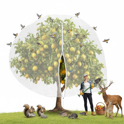 Vincreem 10x14 ft netting covers an entire fruit plant for full protection.