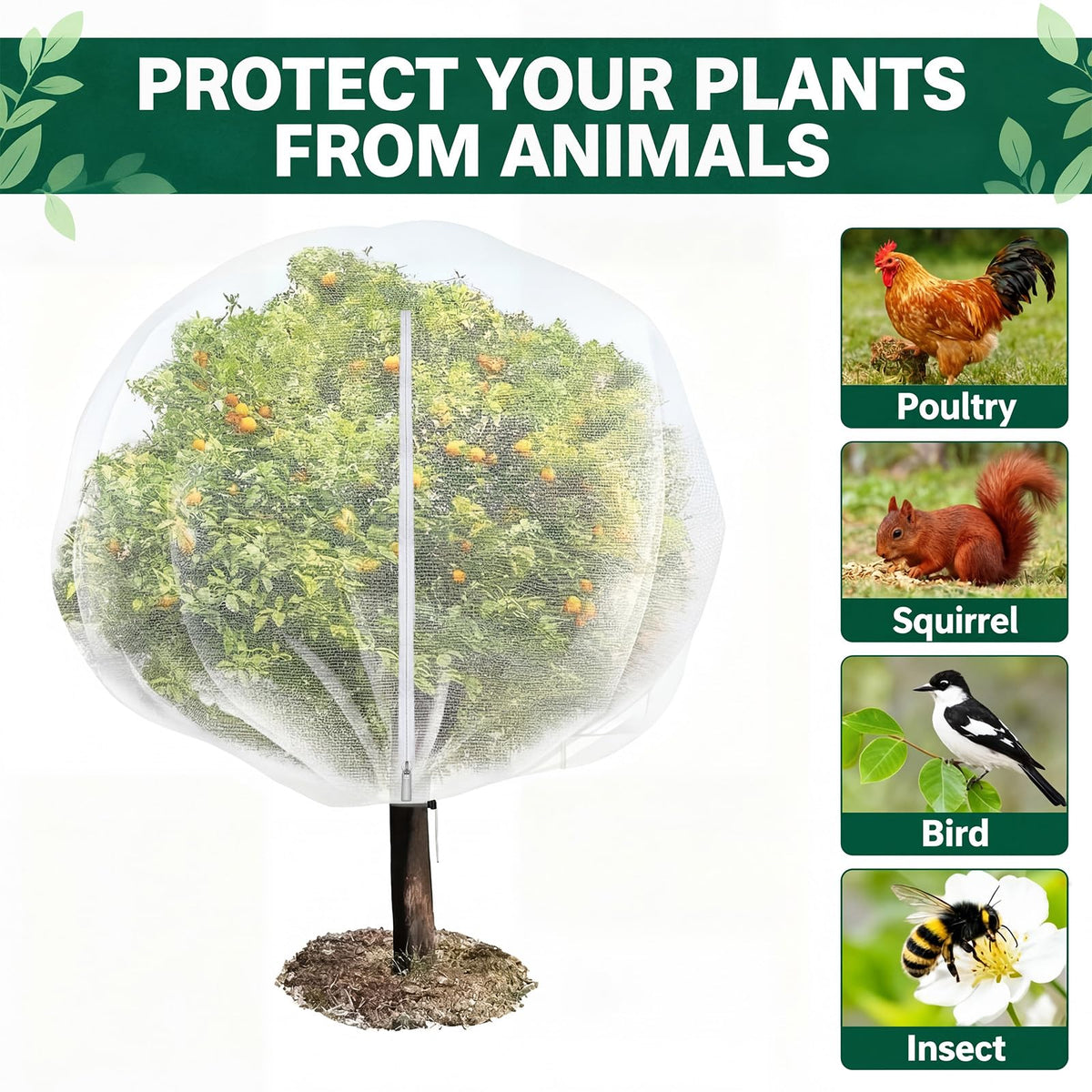 Vincreem netting shows zipper and drawstring for quick harvest access.