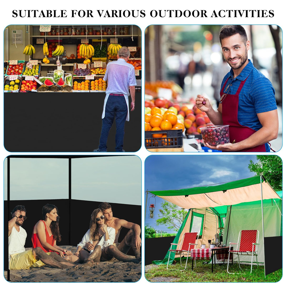 Vincreem half wall fits most 10x10, 10x15, and 10x20 tents for versatility.