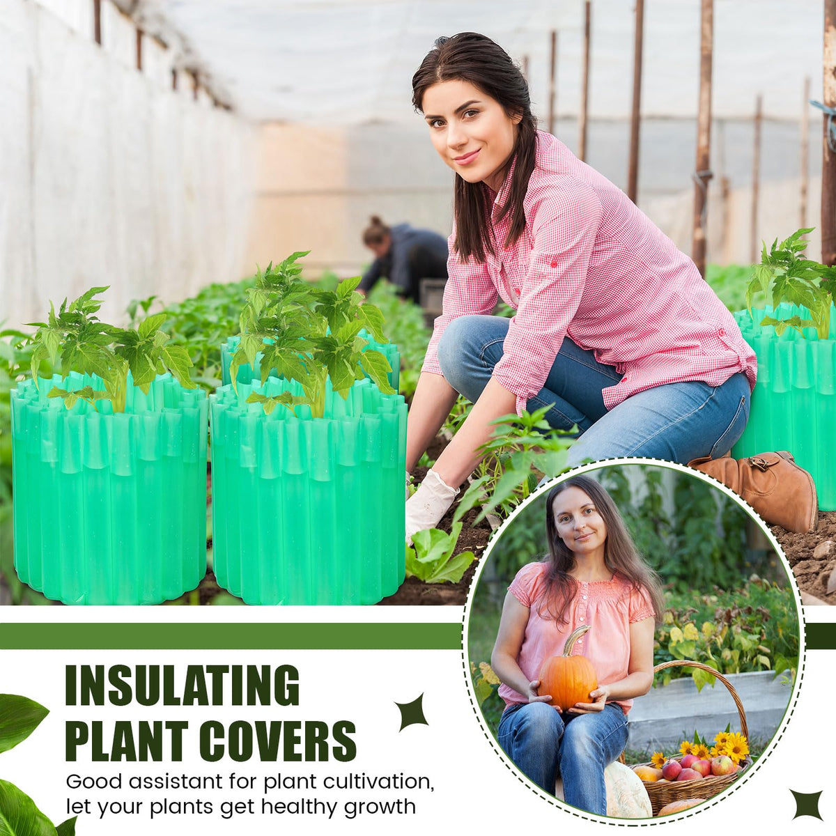 Vincreem garden covers protecting peppers and cucumbers for early growth