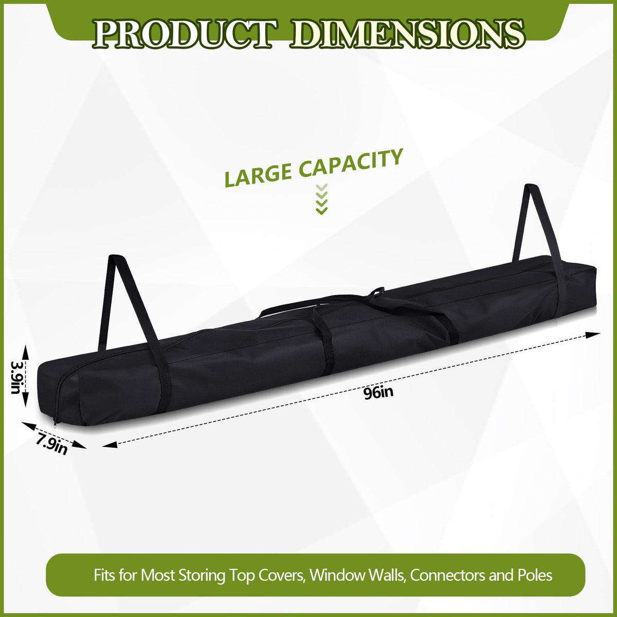 Vincreem tent poles bag made from durable oxford fabric protects gear.