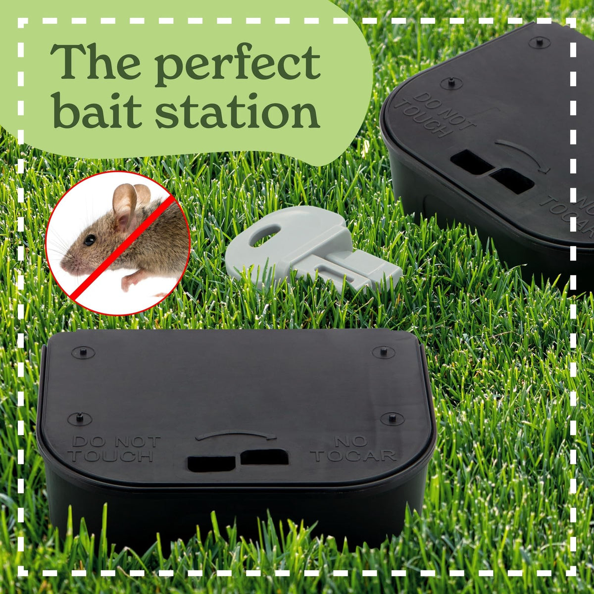 Vine HomeCare 2-pack mouse stations featuring locking design for tamper resistance.