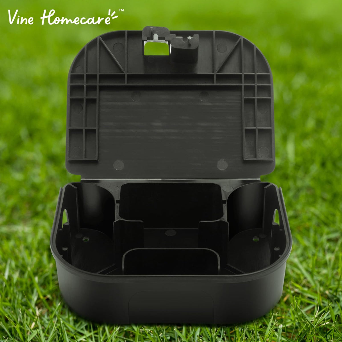 Vine HomeCare secure baiting area enabled by compact mouse stations.