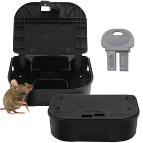 Vine HomeCare indoor view of small mouse bait station, secure and discreet baiting.