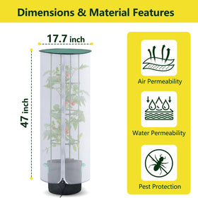 VINEGROW breathable mesh coverage keeps light and moisture while safeguarding plants.