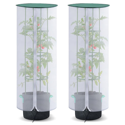 VINEGROW tomato cover with zipper shields ripening fruit from birds.