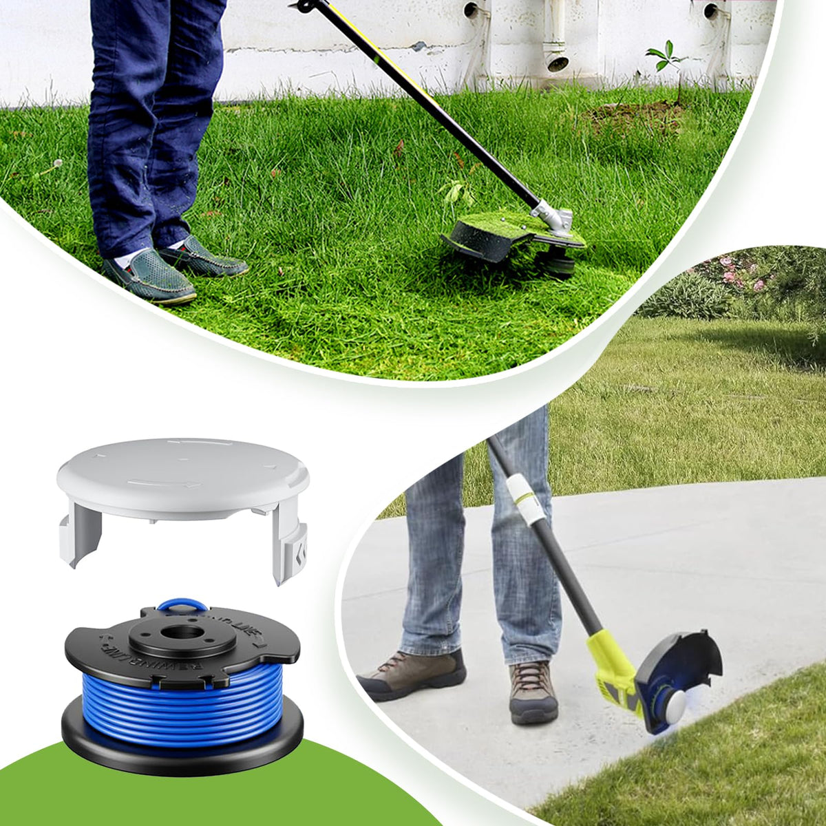 Complete set displayed on trimmer for quick, mess-free replacements