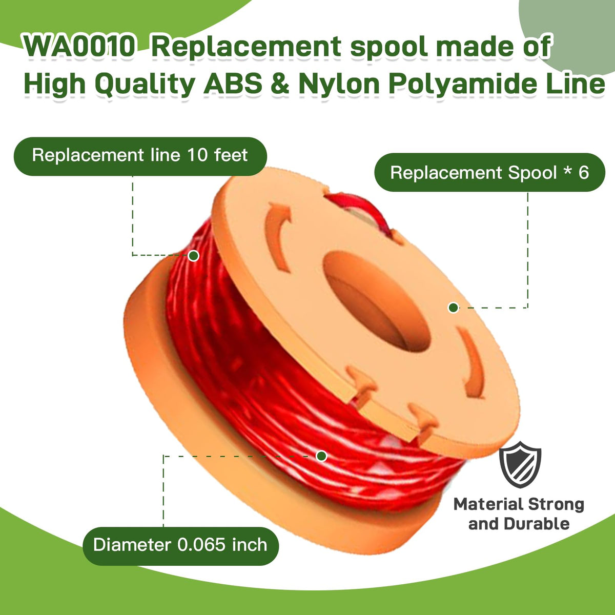 VineHii 10ft 0.065 inch nylon line delivers reliable cutting performance