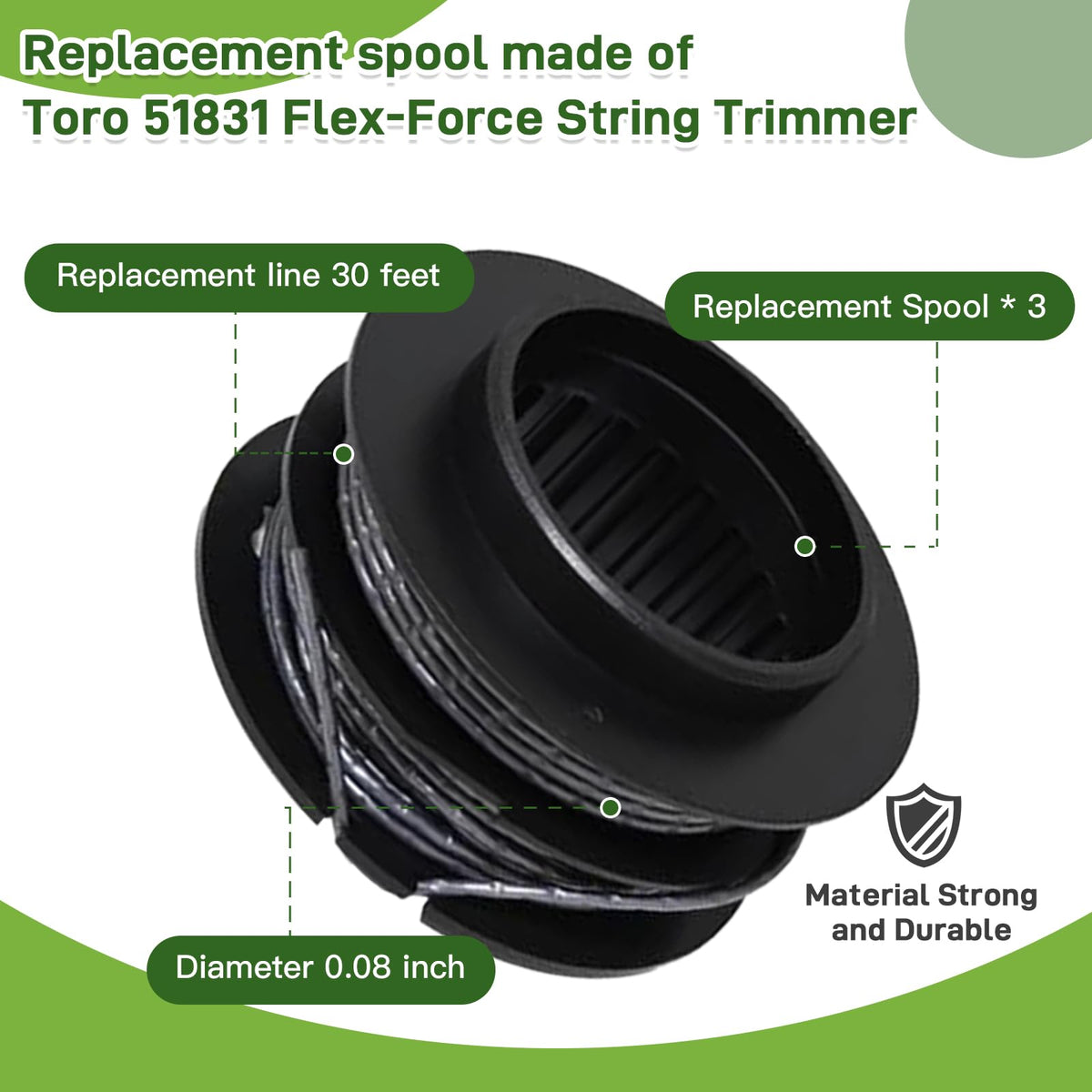 Three spools included for extended yard maintenance.