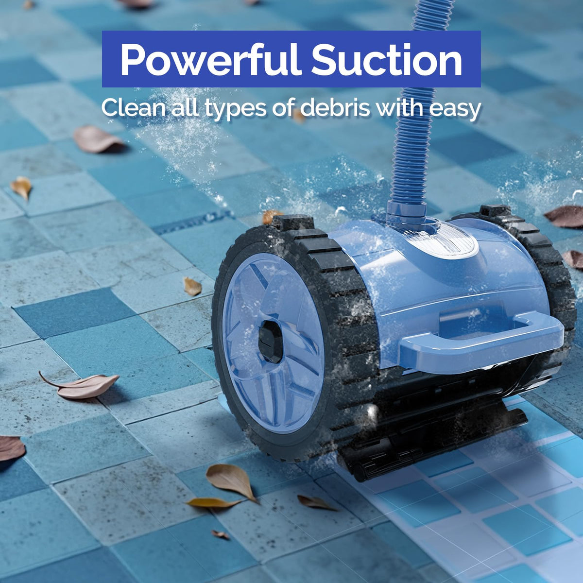 VINGLI pool cleaner showing wall-climbing action with consistent surface coverage.