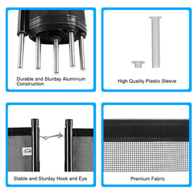VINGLI fence close-up of durable mesh and aluminum frame for long-lasting use.