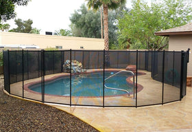 VINGLI pool fence surrounds an in-ground pool for safer boundaries around kids.