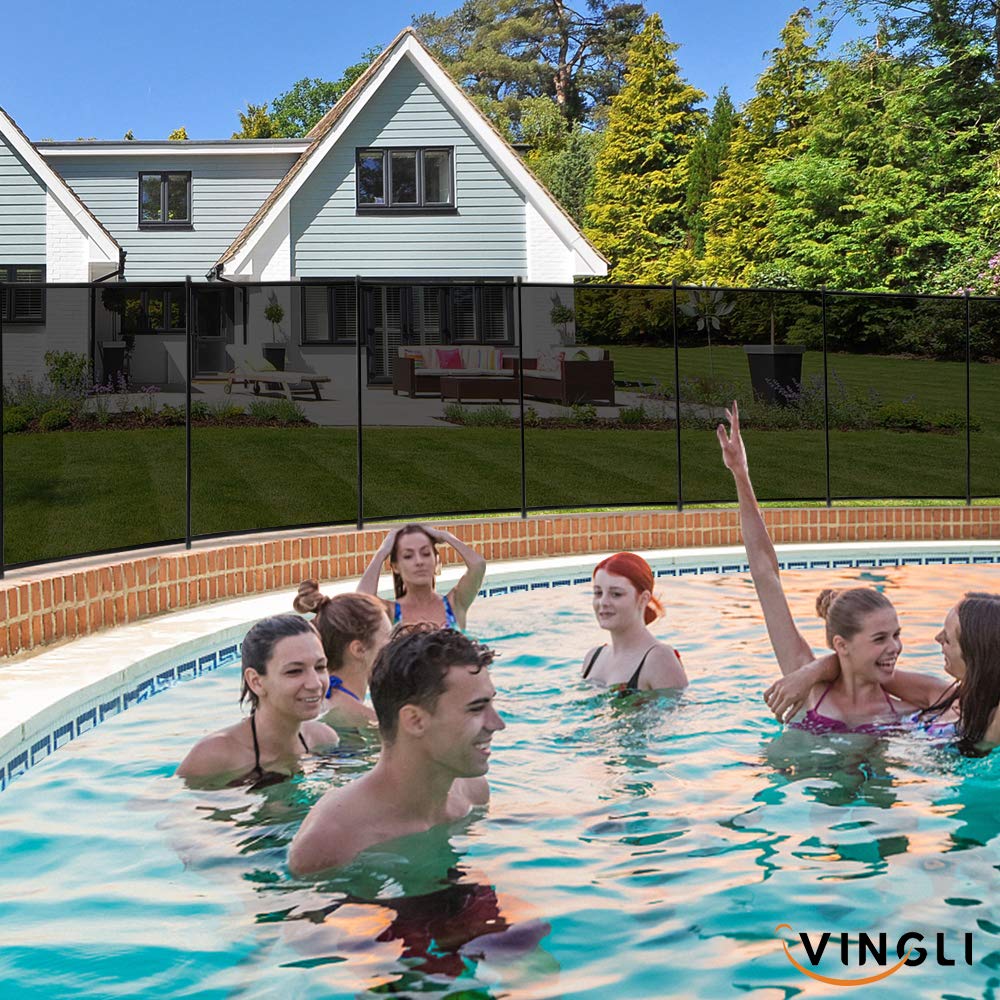 VINGLI pool fence rolled up for compact storage when not in use.