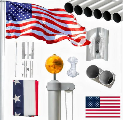 VINGLI 20ft sectional flag pole outdoors with rust-proof aluminum for durable yard displays