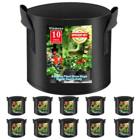 Vinmoso 10-pack grow bags with sturdy handles for easy transport of soil