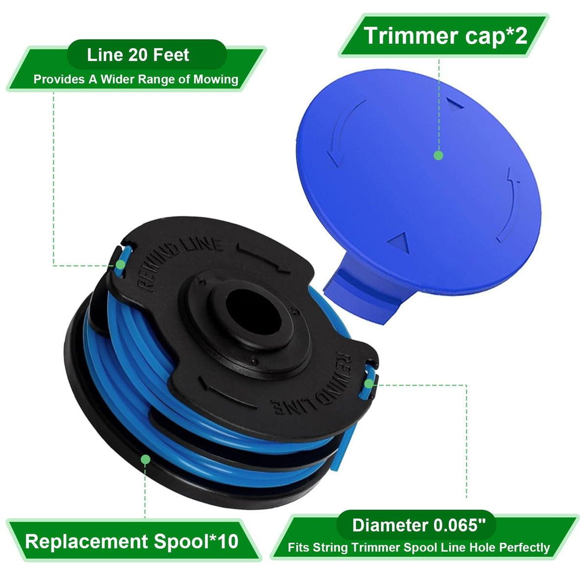 CNC cut spool geometry for reliable line feeding.