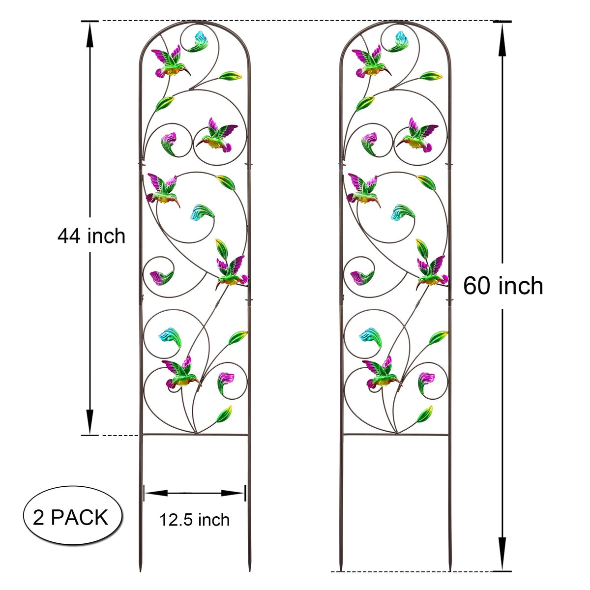 VinSees 60-inch trellis assembly shown as a tall garden accent.