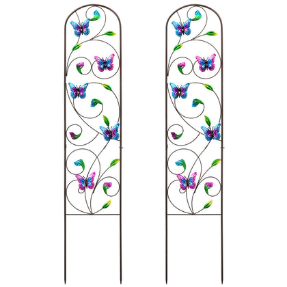 VinSees butterfly trellis pair supports climbing vines with decorative height