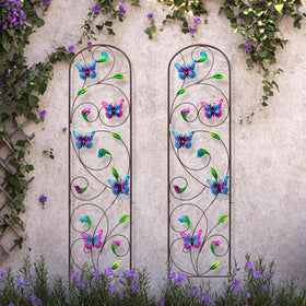 VinSees butterfly trellis pair acts as a decorative garden divider