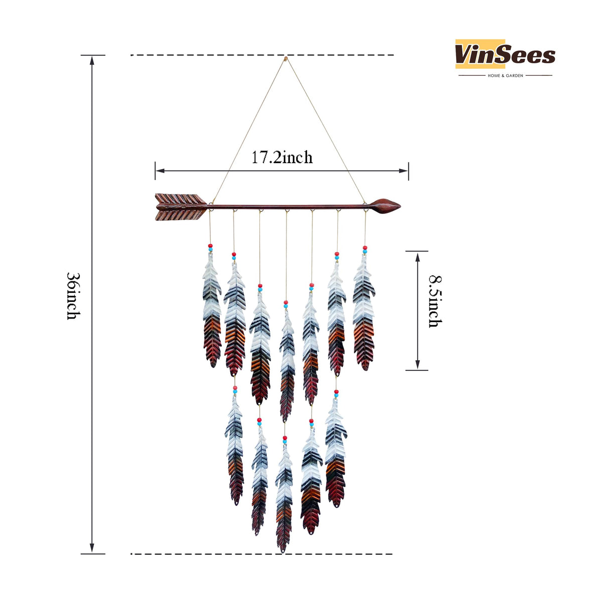 VinSees iron arrow with vibrant feathers for a bold accent