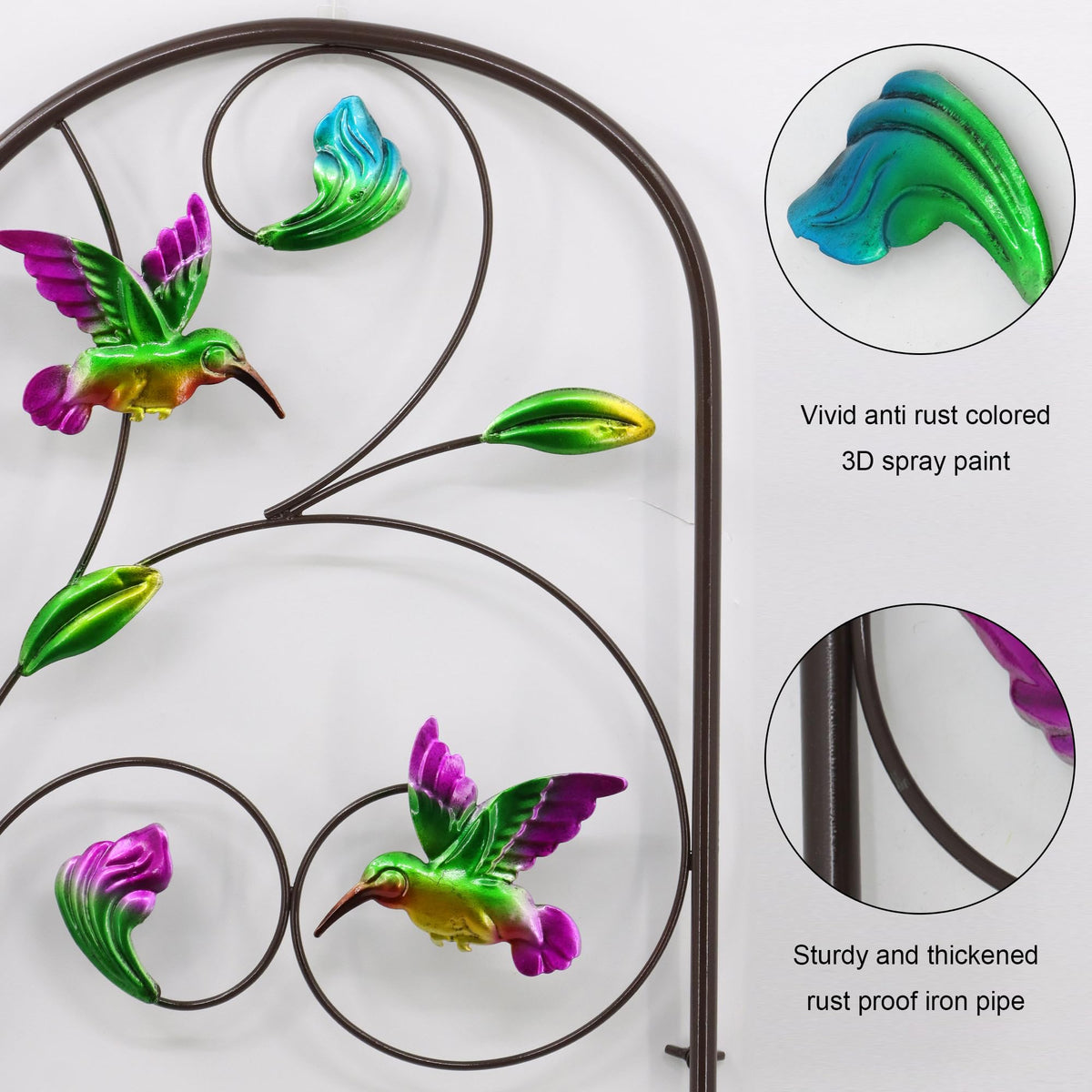 VinSees leaf curling design supports climbing plants with style.