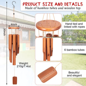 Vinsot classic zen wind chimes with wooden top for rustic patio ambiance