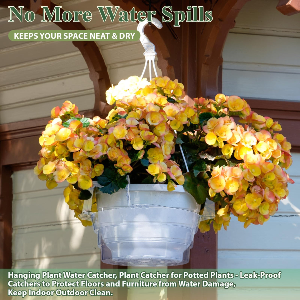 VIOBEPASS 12-inch tray: versatile protection for larger hanging pots.