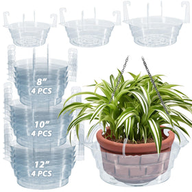VIOBEPASS 8-inch hanging tray: clear self-watering solution for compact planters.