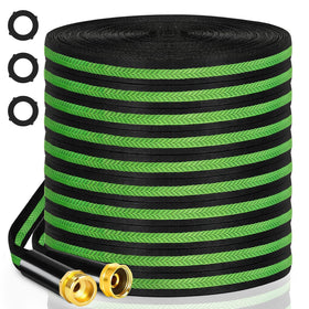 VIONMI garden hose 75ft coiled view shows rugged durability for outdoor tasks.