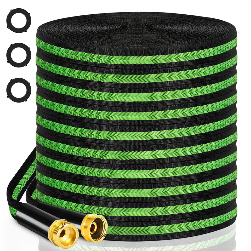 VIONMI garden hose 75ft coiled view shows rugged durability for outdoor tasks.
