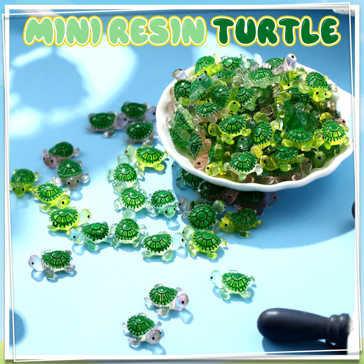 VioraWhite garden mini turtles brighten bonsai and fairy tale landscapes after sunset.