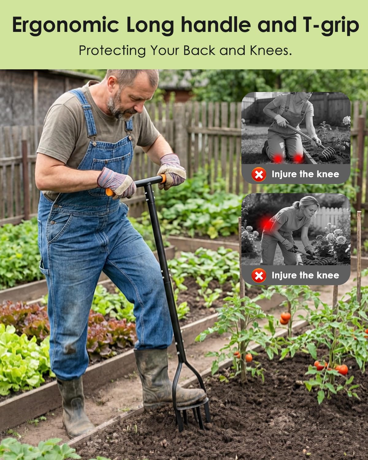 VIOREMOS garden cultivator with a non-slip foot pedal