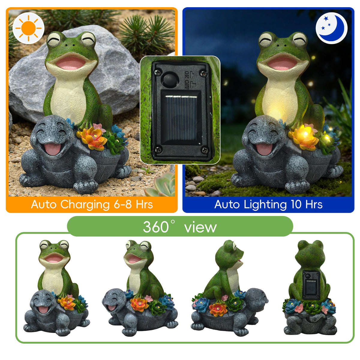 ViQuHaT adorable frog with bulging eyes brightens outdoor decor and nights