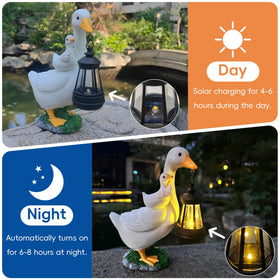 ViQuHaT goose statue side view, weatherproof garden ornament for outdoor spaces
