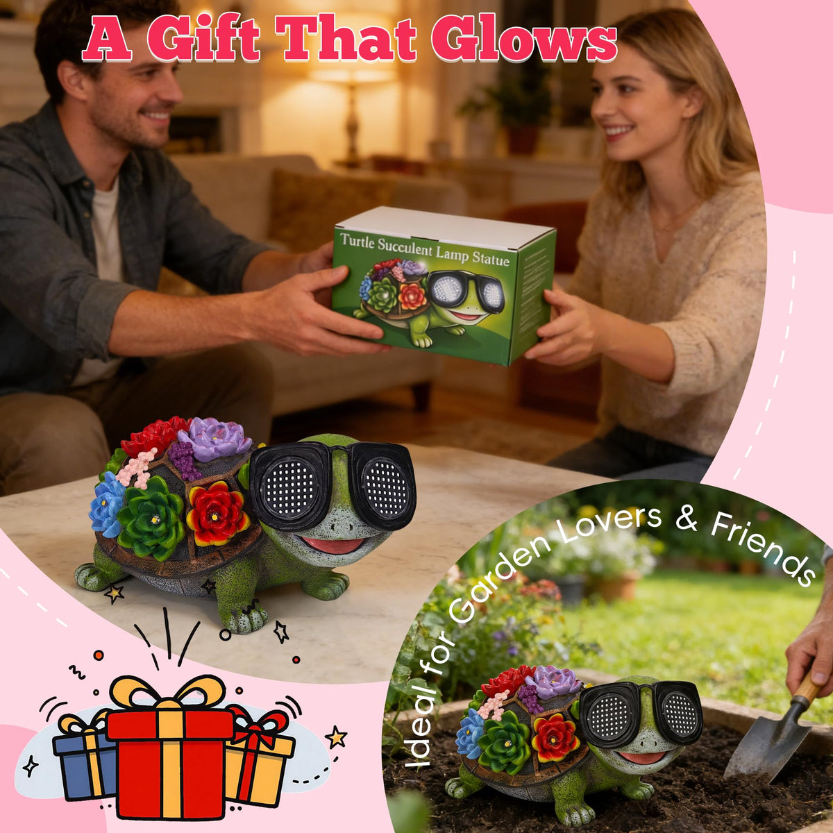 ViQuHaT solar turtle garden gift idea for mom or grandma