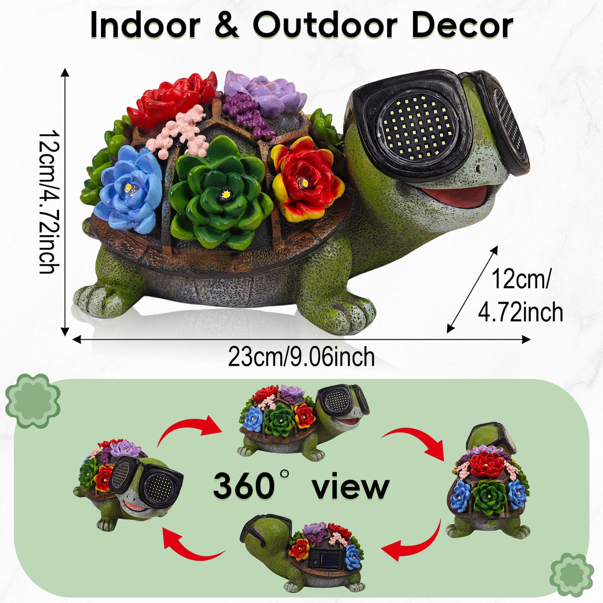 ViQuHaT turtle succulent back decor enhances garden texture