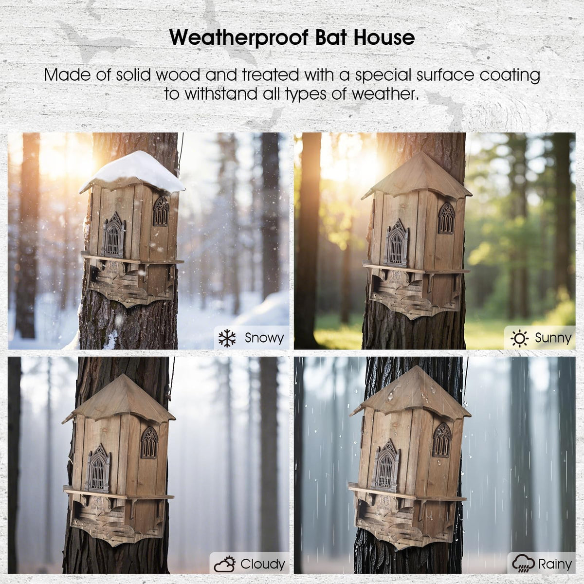 VIREESR bat house XL bats-entry design indicates accessible entry points for bats.