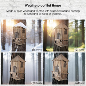 VIREESR bat house XL bats-entry design indicates accessible entry points for bats.