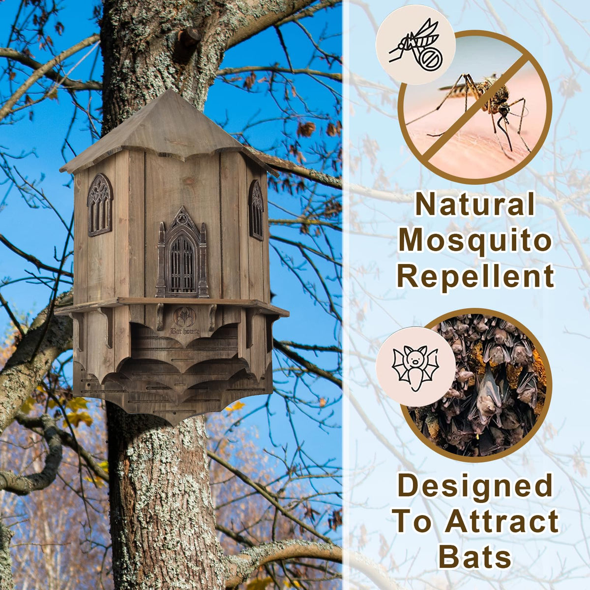 VIREESR bat house XL four-chamber interior provides room for multiple bat families and roosting groups.
