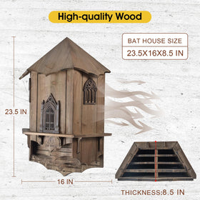 VIREESR bat house XL waterproof cedar material emphasizes durability in various weather conditions.