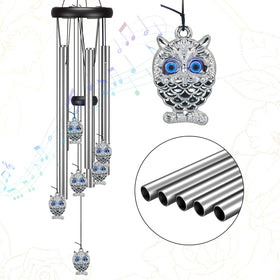Virekm blue evil eye owl chime serves as a decorative focal point.