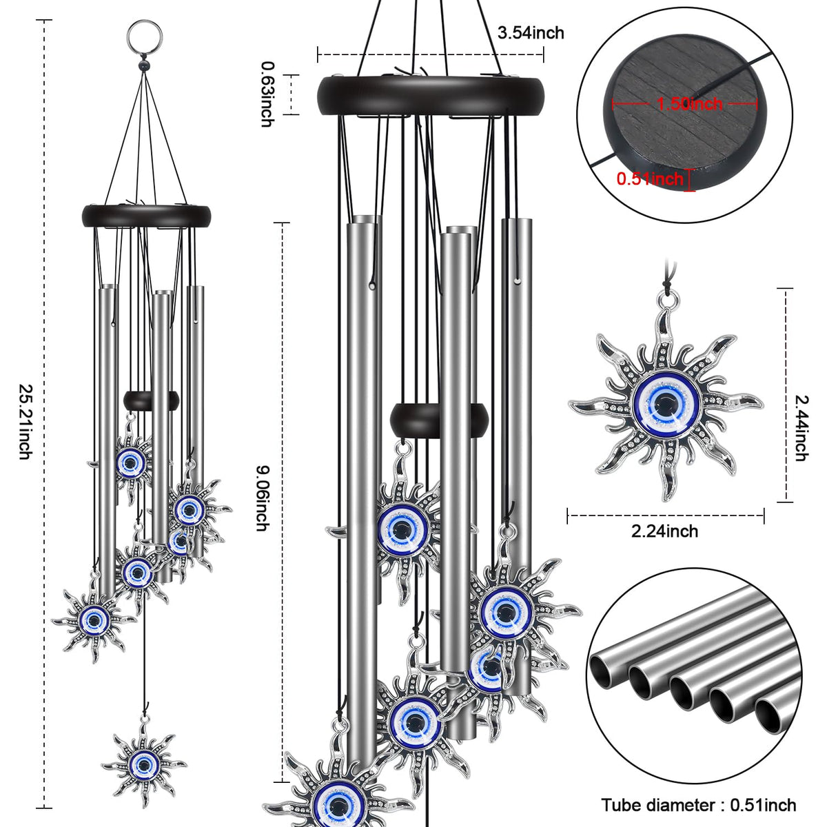 Virekm Mom Windchime lucky symbol decor for harmony and beauty