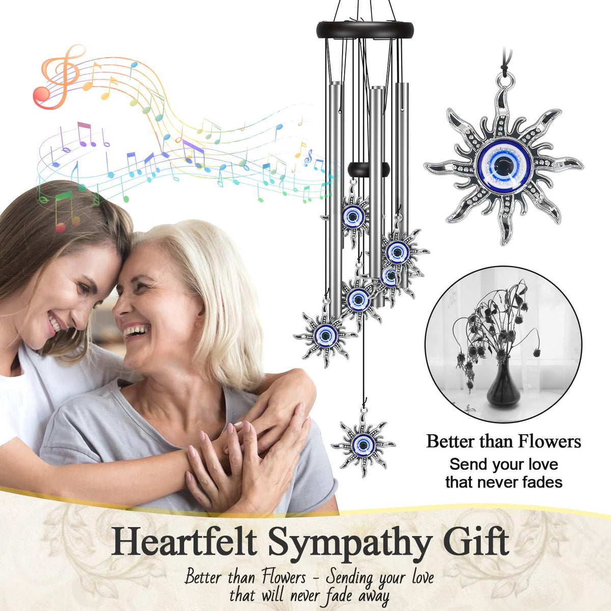 Virekm Mom Windchime outdoor patio display adds charm with gentle chimes