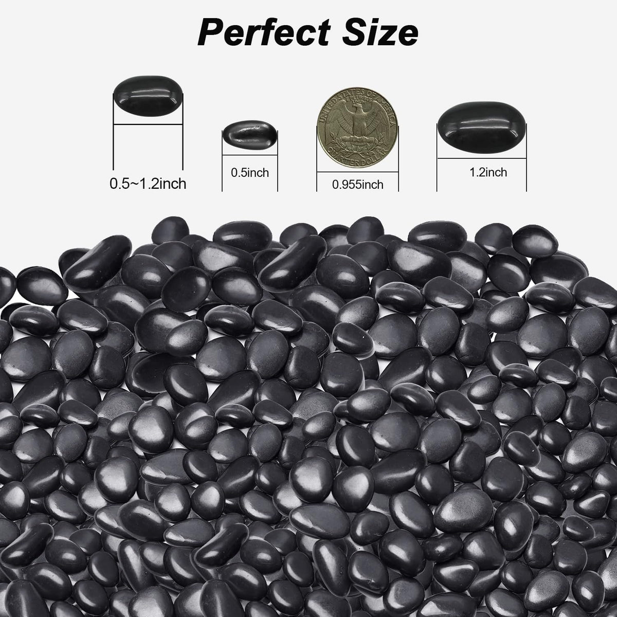 Virekm river rocks with a smooth finish enhance garden beds and containers.