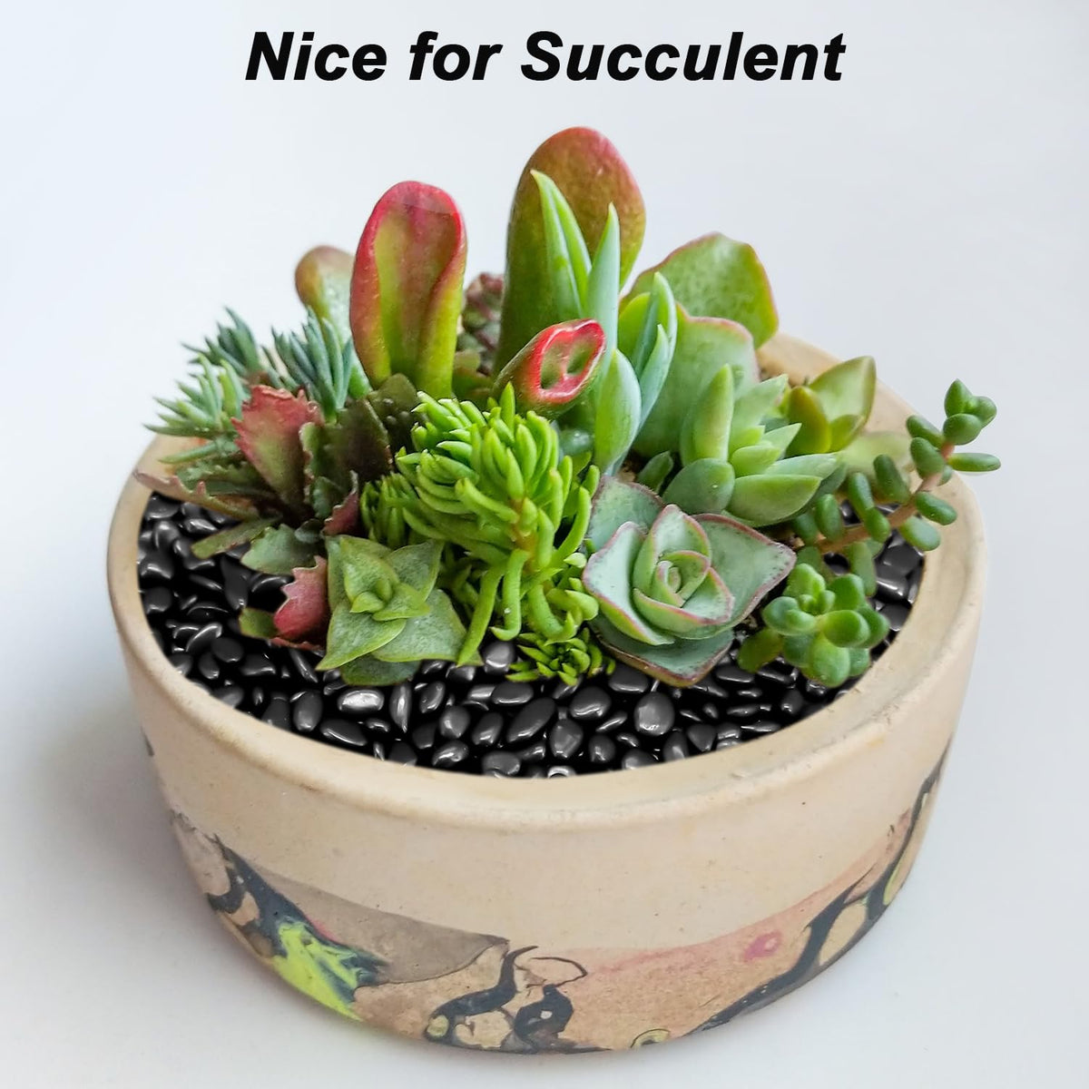 Virekm succulent planter pebbles improve drainage and aesthetics.