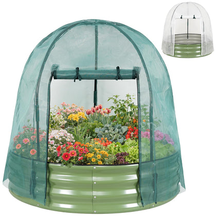 VIREO GARDEN galvanized bed with PE cover for seasonal protection and seedling care.