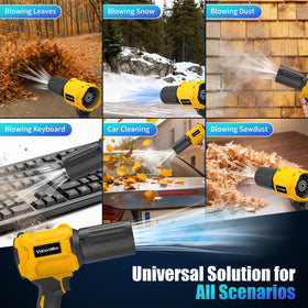 VisionMin handheld blower with wide nozzle for quick yard clearing