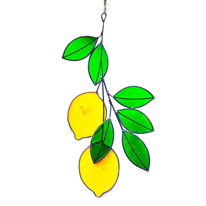 Vismin lemon stained-glass window hanging brightens kitchens with cheerful color.