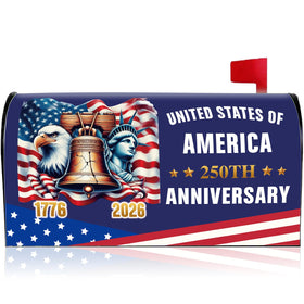 VISSTREE 250th anniversary mailbox cover with eagle and flag, durable magnetic outdoor decor.