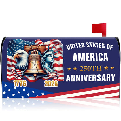 VISSTREE 250th anniversary mailbox cover with eagle and flag, durable magnetic outdoor decor.